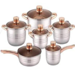 JUEGO OLLAS HAUS ROLAND INOXIDABLE 12PZS (PLATEADO)
